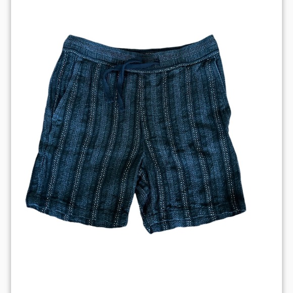 Zara Navy Striped Shorts Size M draw string pockets - Picture 1 of 10